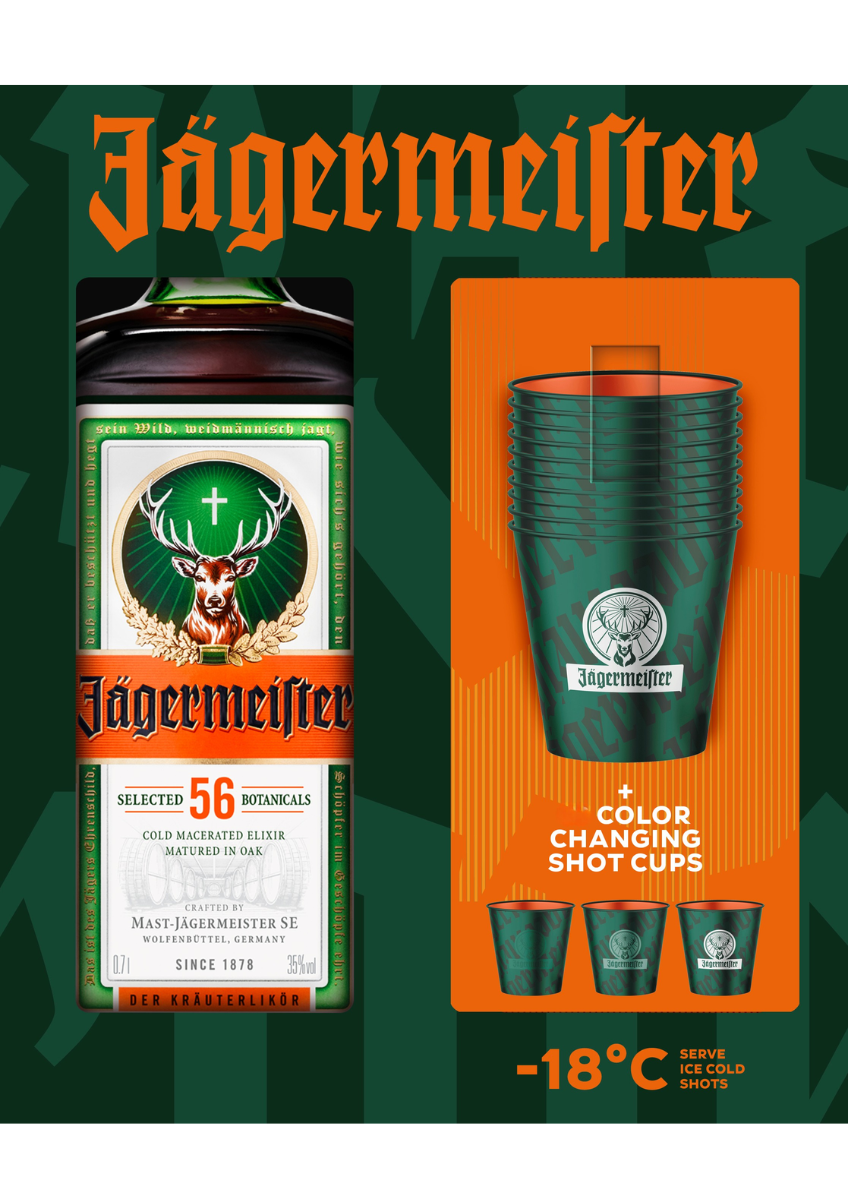 Coffret Jägermeister 35° 70cl+ 9 shooters